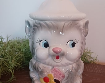 Vintage Cat Kitten Ceramic Cookie Jar