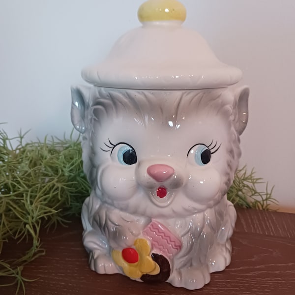 Vintage Cat Kitten Ceramic Cookie Jar