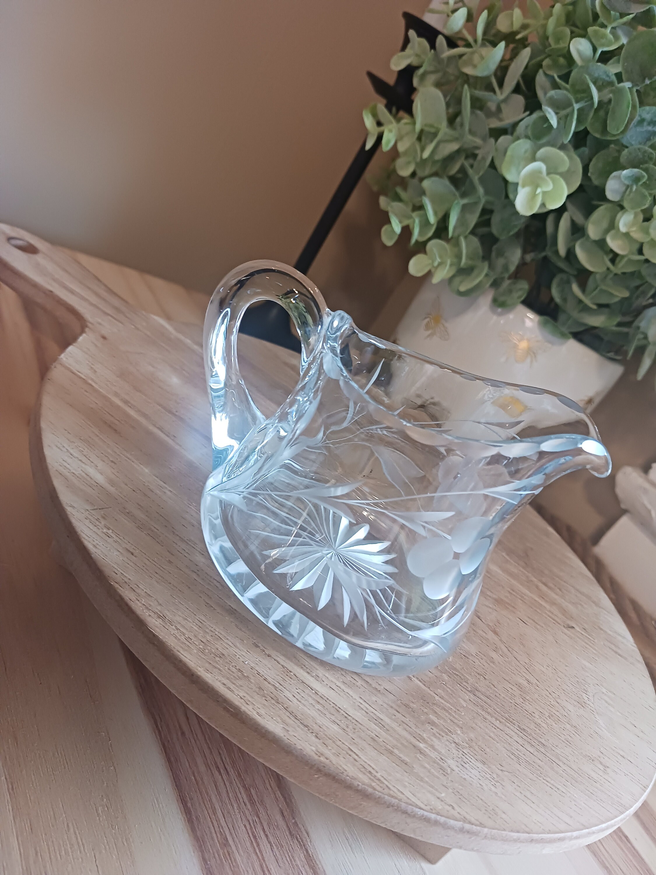 Vintage Clear Etched Glass Sugar Bowl and Creamer Set Etsy