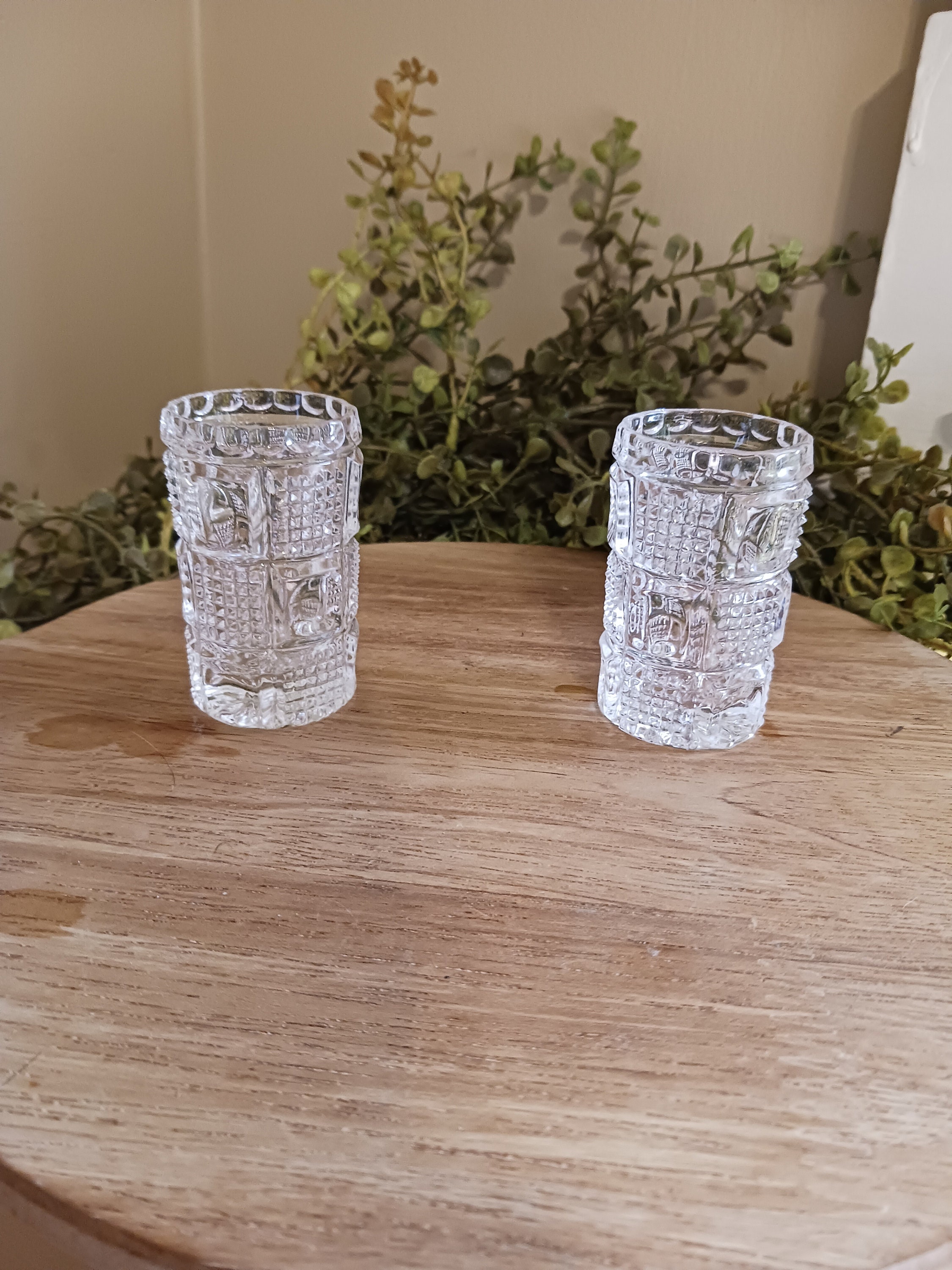 Vintage Crystal Cut Glass Toothpick Holder Checkerboard Dot Etsy