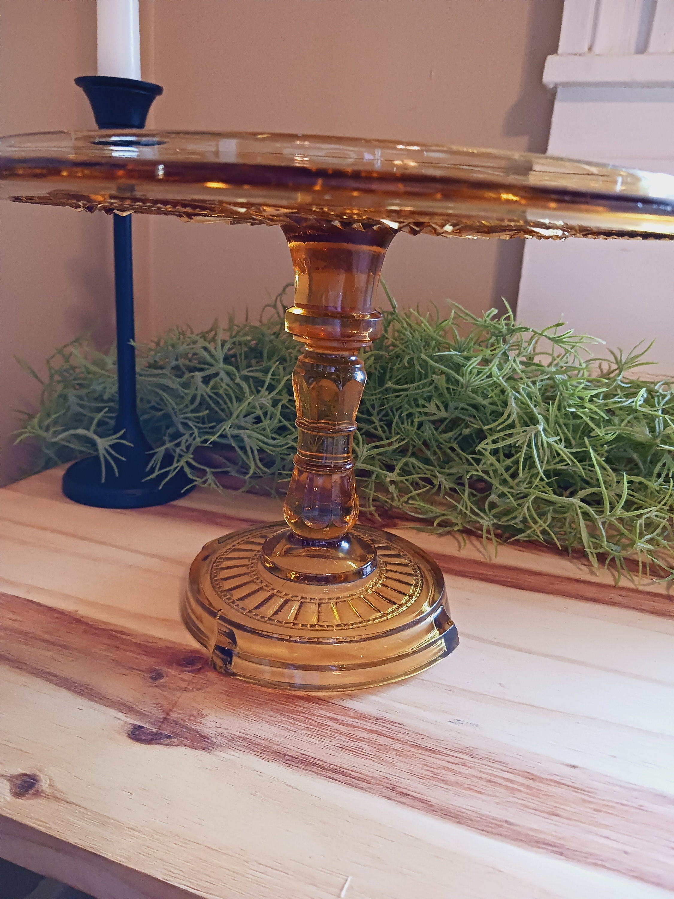 Amber Glass Serving Tray Fall Vintage Tray Etsy