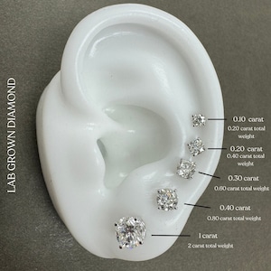 0.20 - 4 Carat Total Weight Diamond Earring Studs. 14K Solid Gold Lab Grown Diamond Stud. VS E Colour Diamond Earrings Passes Diamond Tester