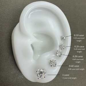 Real Natural Diamond Earrings, 14K white Gold. Diamond Earrings, Diamond Studs. Solitaire Stud Earring. 4 Prong Solid Gold. 0.20 - 2 Carat.