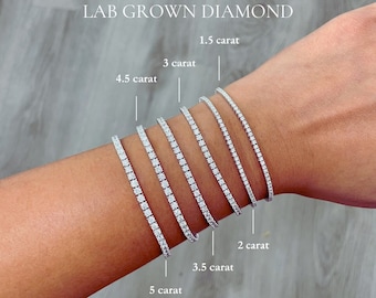 Tennis Bracelet Lab Grown Diamond. 1.5 - 5 carat. Stackable Bracelet. 14K Solid Gold tennis bracelet. Infinity Bracelet. Last Minute Gift.