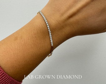 Half Tennis Bracelet Half Paperclip Lab Grown Diamond. Stackable Bracelet. Statement Bracelet. Tennis Bracelet. 0.80 Carat. 14K Solid Gold