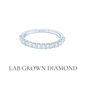 0.50 Carat Lab Created Diamond Wedding Band Pave Half Eternity Wedding Ring in 14K Gold. Everyday Wedding Band. Stackable Ring for Women