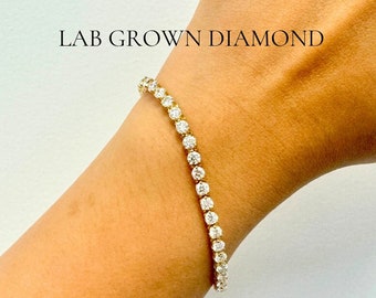 7 Carat Diamond Tennis Bracelet. Lab Grown Diamond 3 Prong