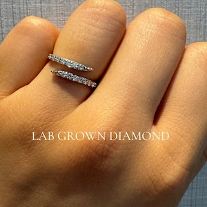 Open Wrap Ring Lab Grown Diamond. 0.32 carat. 14K Solid Gold Twisted Band Gap. Spiral ring wrap. Statement serpenti ring. Dainty ring.