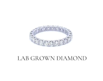 1.50ct Full Eternity Band Lab Grown Diamond, Stackable Ring For Women, Minimalistic Ring, Wedding Band. 14K White Gold. Diamond Eternity