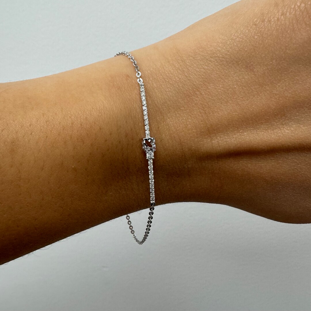 Real Diamond and Chain Tennis Bracelet. 0.20 Carats. Stackable