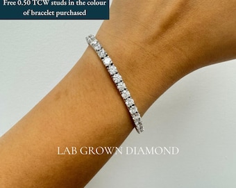 12 Carat Lab Grown Diamond Tennis Bracelet, Infinity Bracelet, 14K White, Yellow and Rose Gold. Tennis Bracelet. With Certification.
