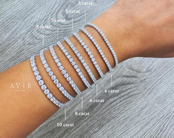 Tennis Bracelet Lab Grown Diamond. 1.5-10 carat. Stackable Infinity Bracelet. 10K - 14K Solid Gold. Passes Diamond Tester. Perfect Gift