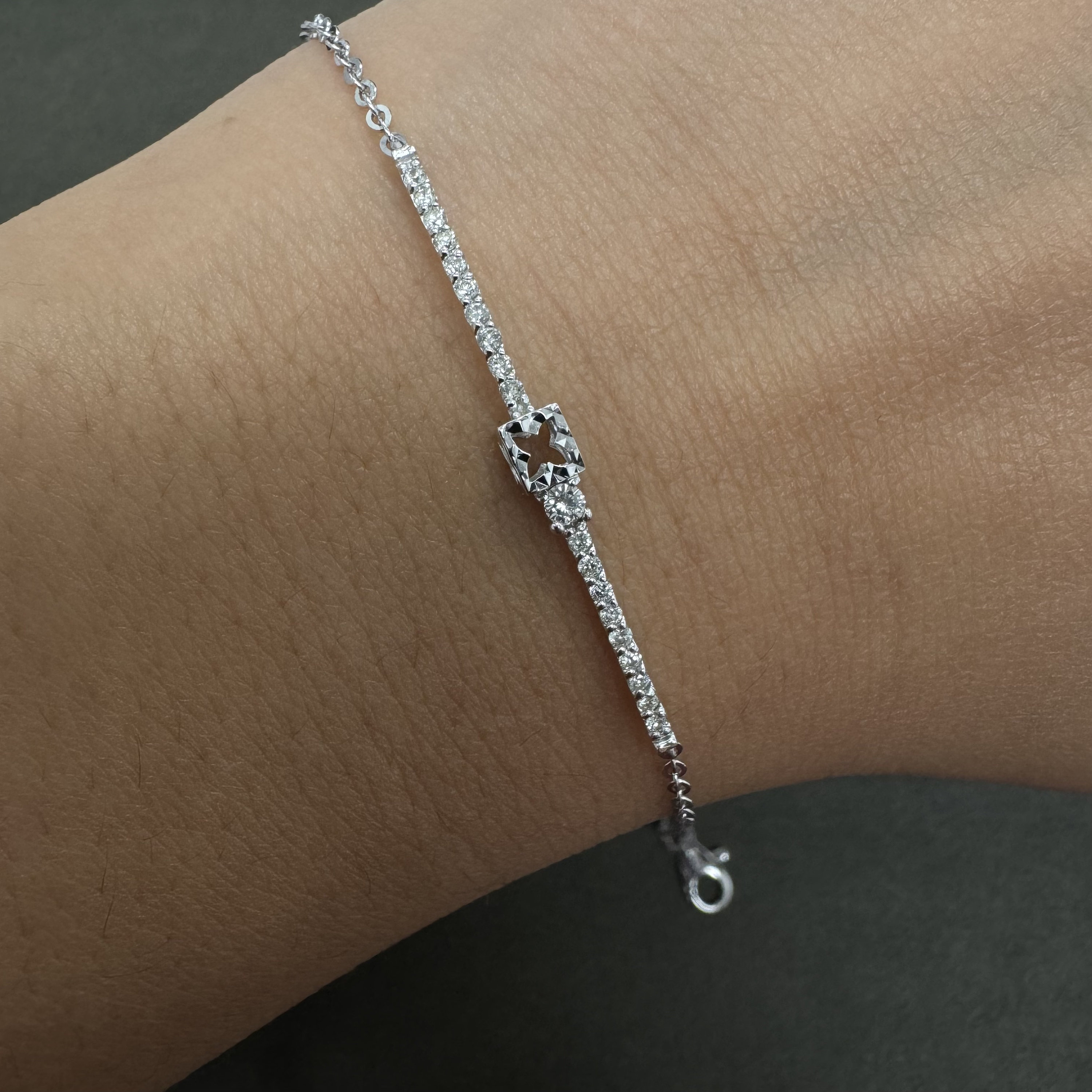 Real Diamond and Chain Tennis Bracelet. 0.20 Carats. Stackable