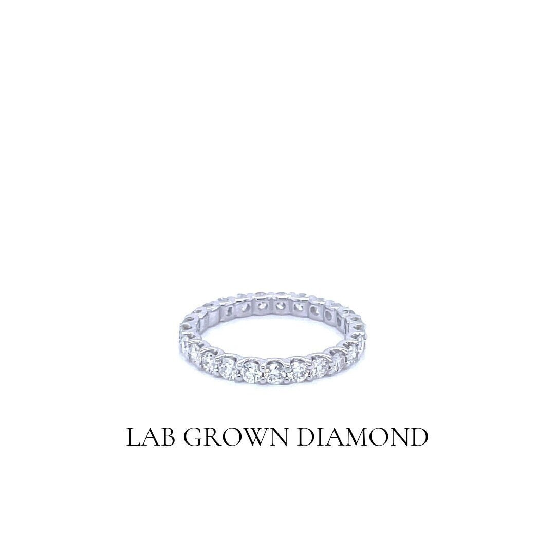 1.50ct Full Eternity Band Lab Grown Diamond, Stackable Ring For Women, Minimalistic Ring, Wedding Band. 14K White Gold. Diamond Eternity
