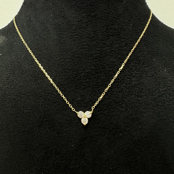 ネックレス・ペンダント STONEHENgE 14K 3-ring diamond necklace Real Diamond 3 Stone Diamond Necklace, 14K Solid Gold