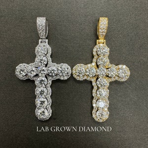 Cross Pendant Lab Grown Diamond. Unisex diamond pendant. Christian faith pendant. Religious pendant. 14K Solid Gold. 3.70 carats.