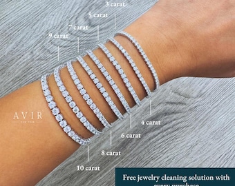 Tennis Bracelet Lab Grown Diamond. 1.5-10 carat. Stackable Infinity Bracelet. 10K - 14K Solid Gold. Passes Diamond Tester. Perfect Gift