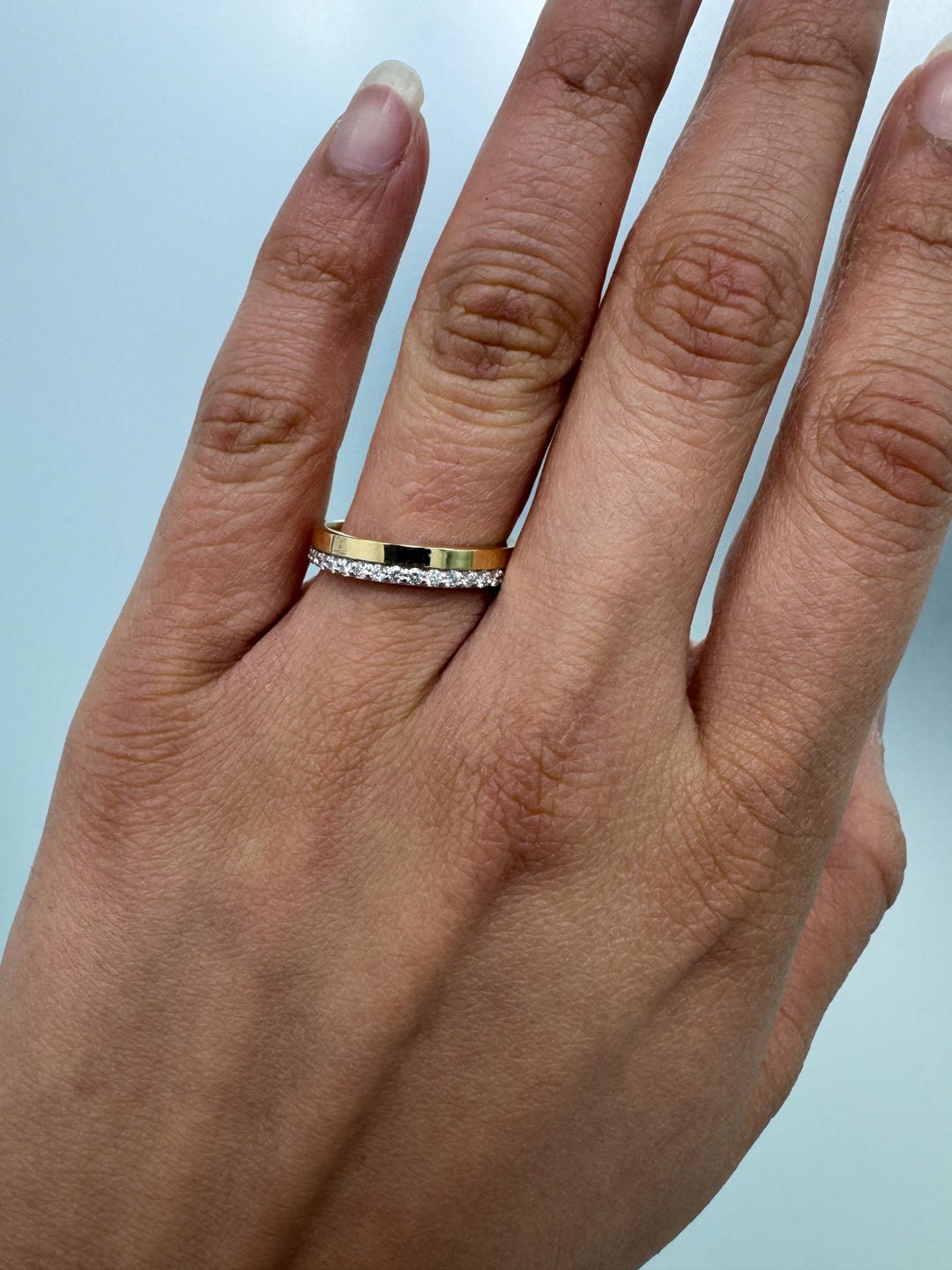 Lab Grown Diamond Wedding Band Women 0.50CT 14K Solid Gold Wide Plain ...