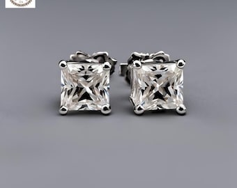 IGI Certified 2-4 Carat Total Weight Asscher Cut Diamond Earrings. 14K Solid Gold Lab Grown Diamond Studs. VS1 E Color. Diamond Earrings.