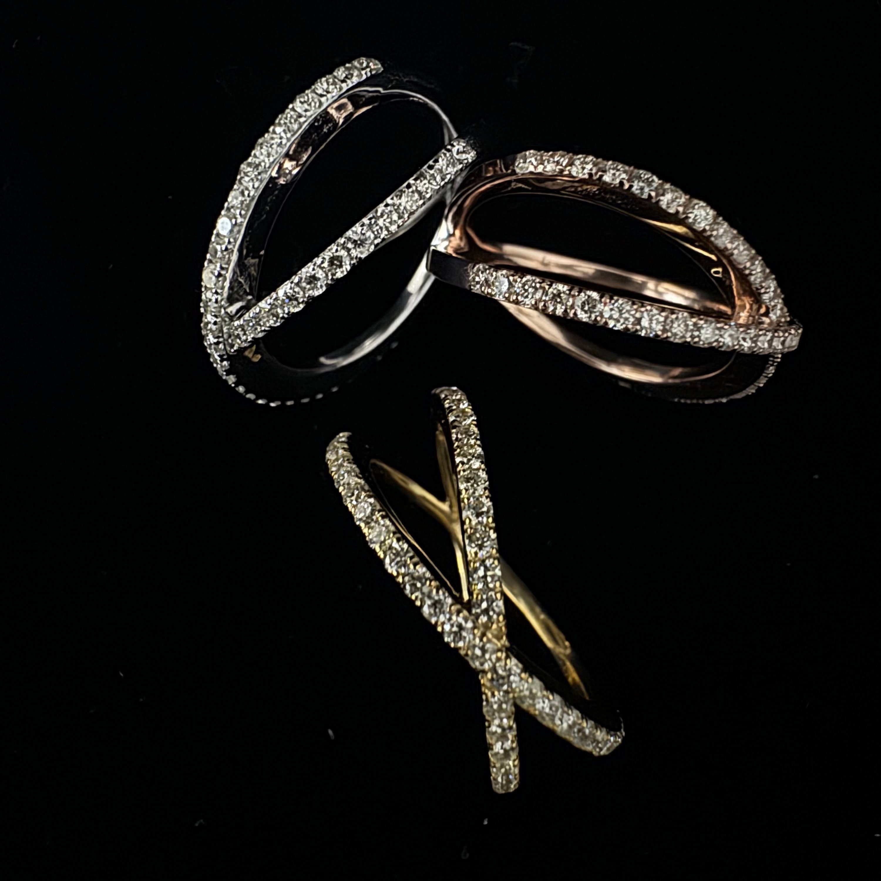 Criss Cross Ring Lab Grown Diamond. Crossed Ring. Pave X Ring ...