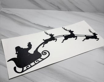 Weihnachtsschlitten mit Rentieren Vinylaufkleber, Sticker, Dekoration für Weihnachten