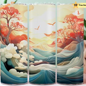 Tumbler Ocean Wave Sublimazione naturale 20 once Skinny Straight Natural Ocean Wave Carta Tumbler Wrap Look 3D Art 300 dpi DIGITAL PNG CP1036