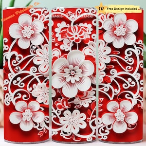 Plum Bio Tumbler Wrap Sublimazione 20 once Skinny Straight Tumbler Capodanno lunare Rosso Portafortuna Carta Arte Look 3D 300 dpi DIGITAL PNG CP1390