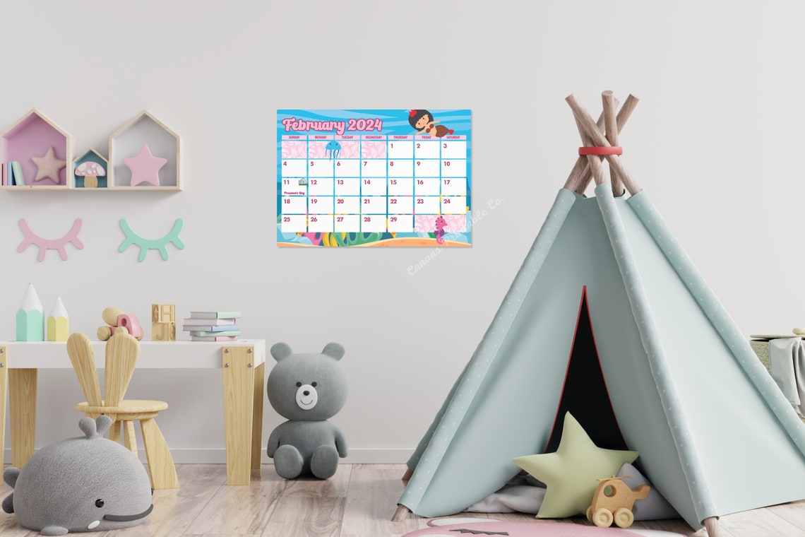 Mermaid Printable Calendars 2024 Editable Sea Mermaid Calendars 2024 ...