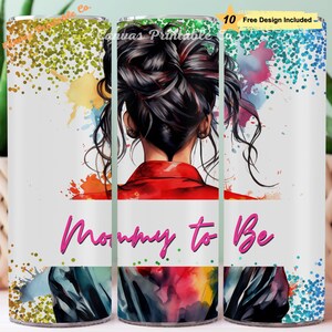 Rainbow Mommy To Be Tumbler Wrap Sublimation 20oz Skinny Straight Tumble Colorful Mommy Back Mommy To Be 3D Look 300 dpi DIGITAL PNG CP1231