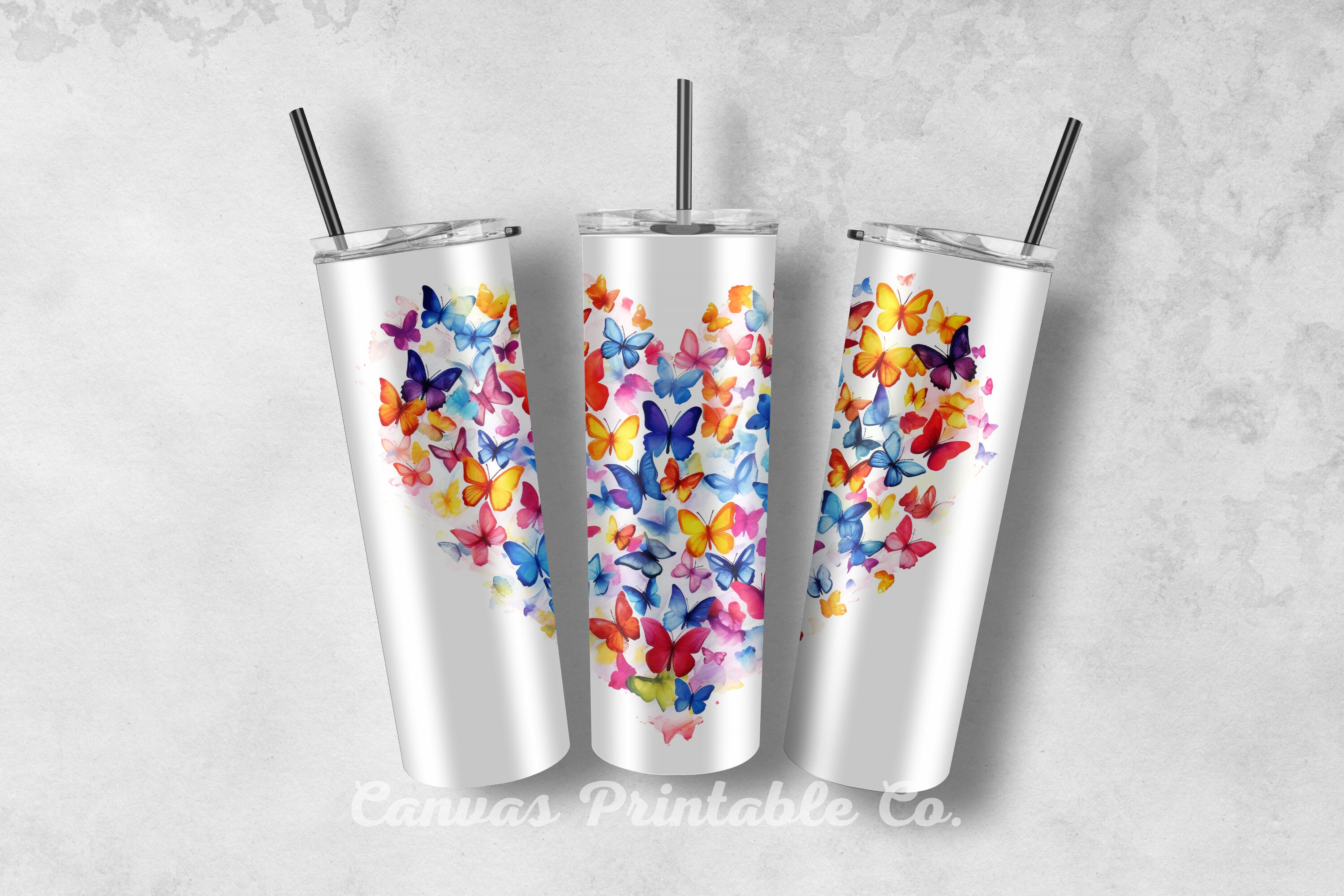 Love Heart Tumbler Wrap Sublimation 20oz Skinny Straight