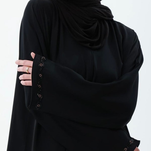 Handworked / Hand beaded/ Nida Abaya/ Dubai / Abaya/ Black/ Modest dress/ Ramadan/ Eid/ Hijab