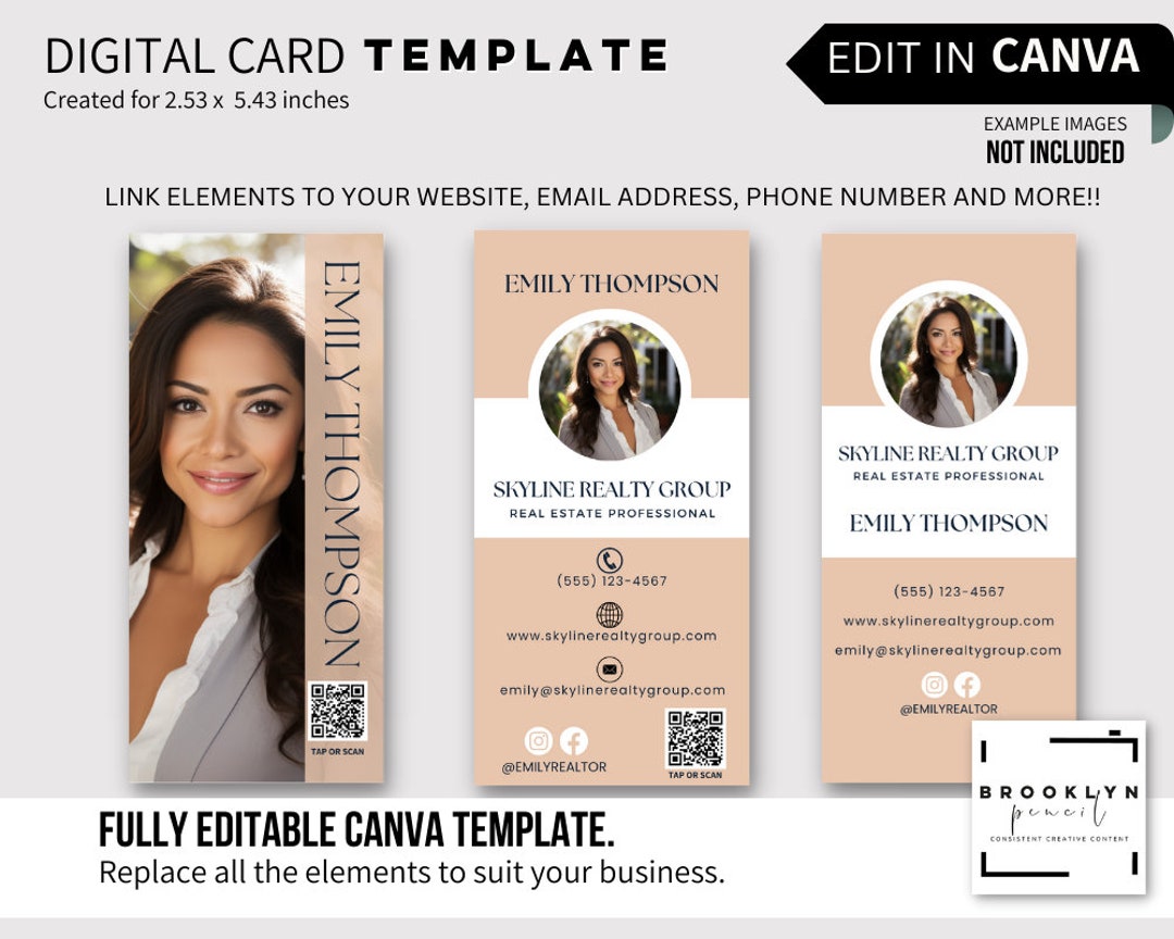 Clickable / DIGITAL Business Card Edit in Minutes With CANVA Etsy