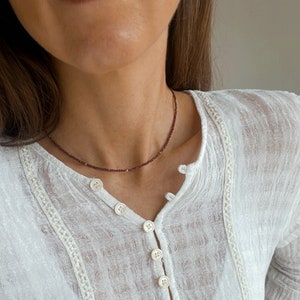 Necklace Delicate Garnet Necklace Dainty Garnet Choker Garnet Necklace Gift for her