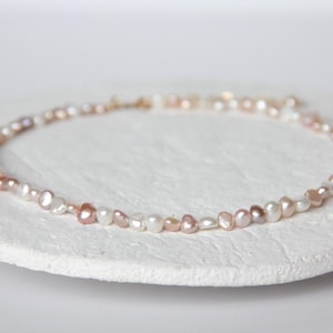 Multicolour pearl choker, natural freshwater pearl necklace, pearl dainty choker, adjustable choker, gift for her