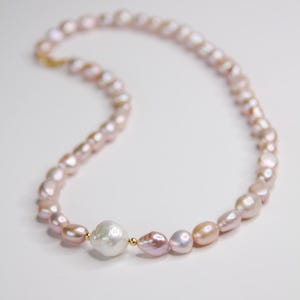 Pink Pearl Necklace Elegant Pearl Necklace Freshwater Pearl Necklace Wedding Necklace Gift for her