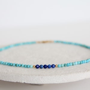 Turquoise and lapis lazuli gemstone necklace
