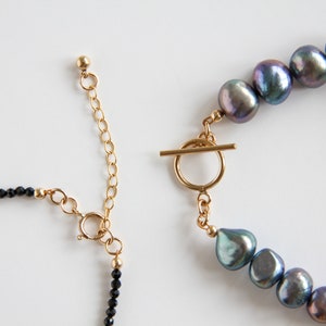 Black spinel bracelet, Pearl Bracelet, Gemstone bracelet, Gift for her