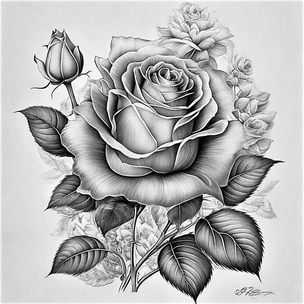 Blooming Beauty Set: Captivating Collection of Four Flower Tattoos, Celebrating Nature's Elegance, your Unique Canvas with Selfmade Artistry