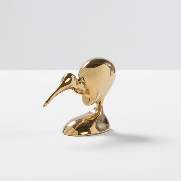 handmade bird figurine, unique gift, pattern no. 4/2020-GOLD, metal casting (brass), artistic product, Christmas promotion.