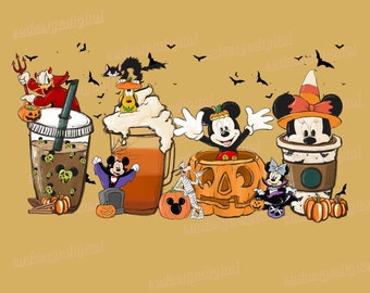 Drink And Food Halloween Png, Happy Halloween Png, Spooky Season, Pumpkin Png, Mouse Halloween Coffee, Fall Halloween latte, Family Vacation