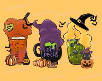 Horror Movie Coffee Latte Png, Horror Characters Coffee Cup PNG, Halloween Drink Cozy png,Womens Fall png,Halloween Gift, Digital download