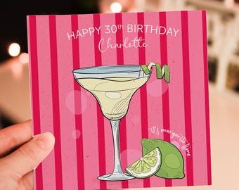 Tarjeta de cumpleaños con cóctel margarita: divertida y personalizada
