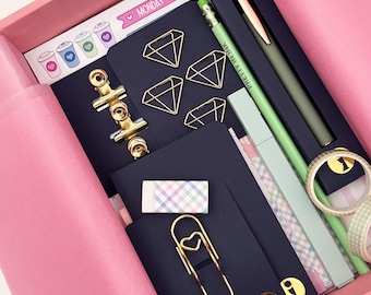 Stationery Gift Box Set - Personalised Green Notebook & Accessories