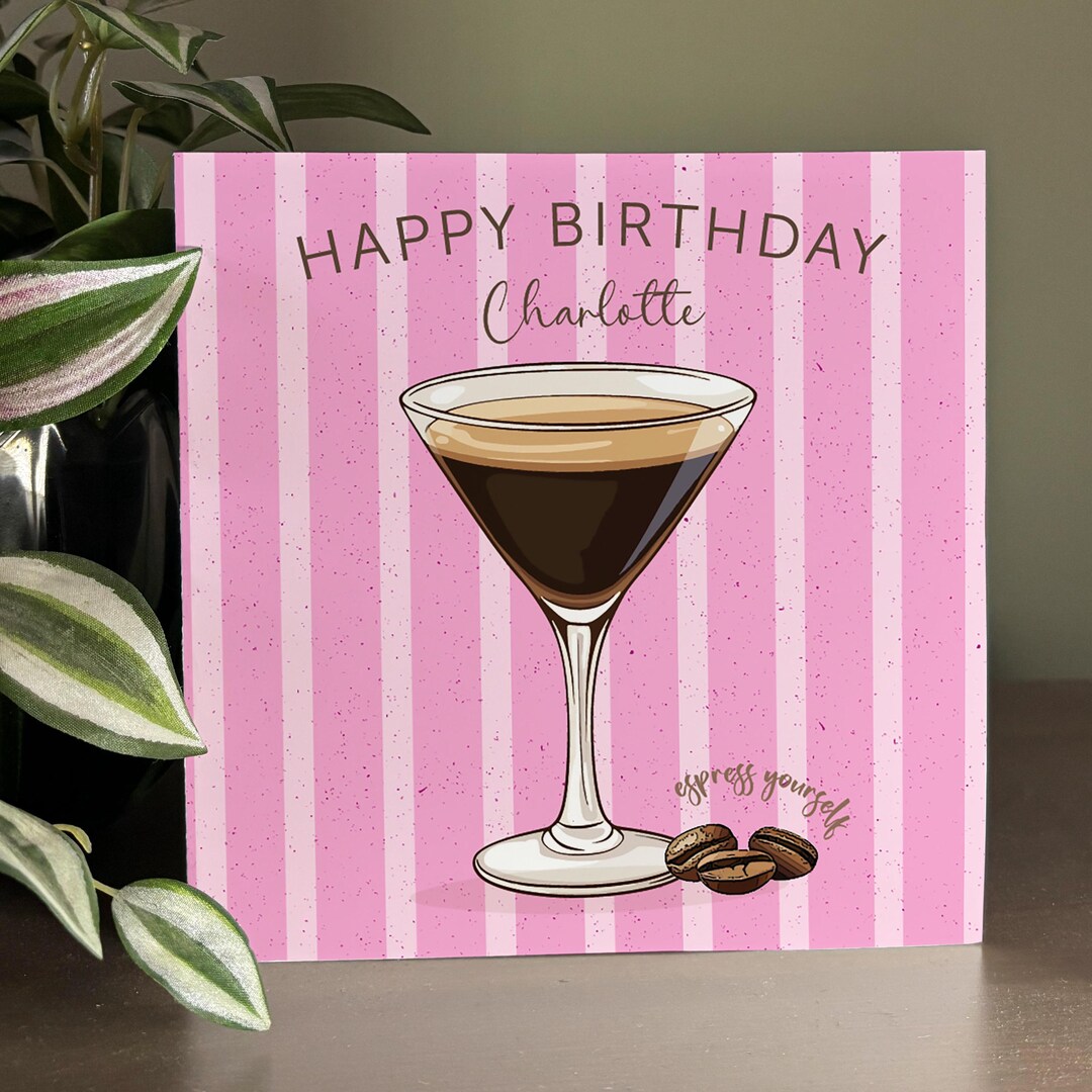 Espresso Martini Birthday Card - Personalised Fun Greeting Card - Etsy