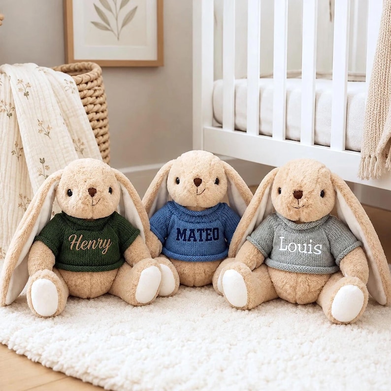 Personalized Bunny Plush With Name Sweater, Custom Stuffed Rabbit for ...