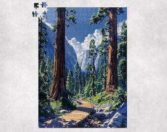 Rompecabezas de parques nacionales de EE. UU., parque nacional Sequoia, California, rompecabezas premium para niños o adultos, regalo, rompecabezas familiar