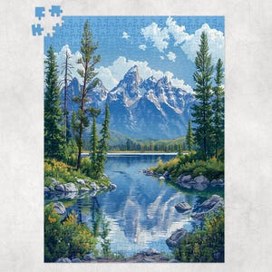 US National State Park Jigsaw Puzzle, Grand Teton National Park, Wyoming, Premium Jigsaw Puzzle for Kids or Adults Gift, Family Puzzle