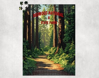 Redwood National and State Parks Jigsaw Puzzle, Premium Jigsaw Puzzle for Kids or Adults Gift, Unique Jigsaw, Family Puzzle, Brain Game