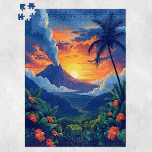 US National State Park Jigsaw Puzzle, Hawaii Volcanoes National Park, Hawaii, Premium Jigsaw Puzzle for Kids or Adults Gift, Family Puzzle