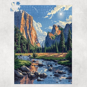 US National State Park Jigsaw Puzzle, Yosemite National Park, California, Premium Jigsaw Puzzle for Kids Adults Gift, Family Puzzle